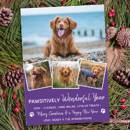 Pet Year in Review Modern Hund Photo Collage Julkort