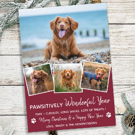 Pet Year in Review Red Hund Photo Collage Julkort