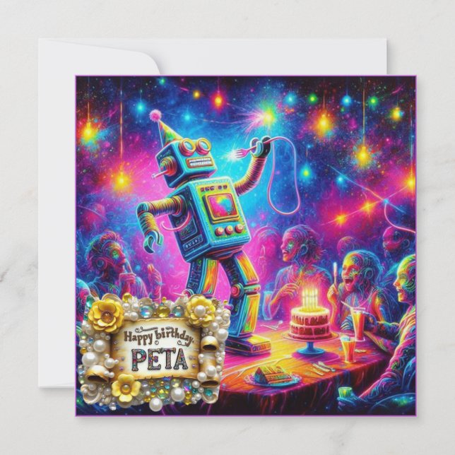 PETA ~ Birthday Card ~ Robot ~ (Framsida)