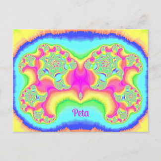 PETA ~ BOLD ~ FLUORO ROSA ~ 3D Fraktal Design ~ Vykort