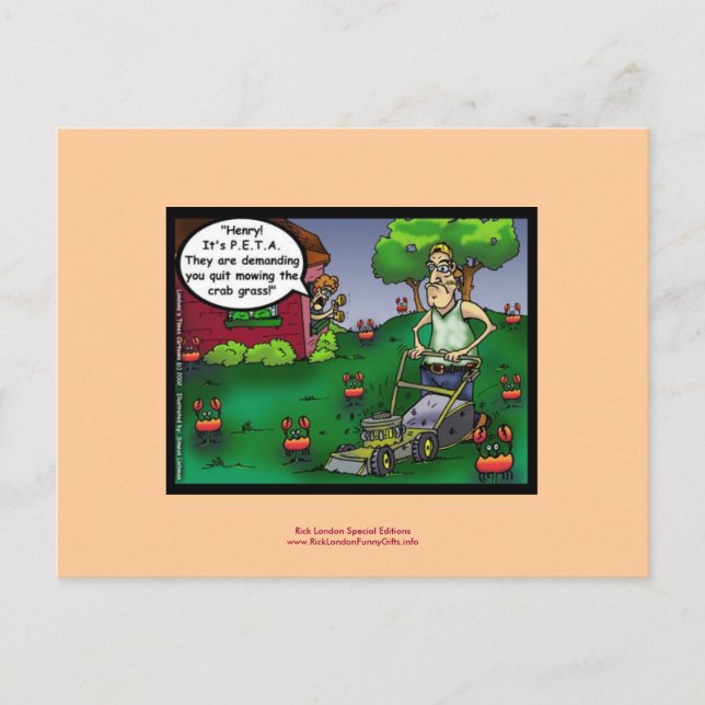 PETA & Crabgrass Cartoon Roligt vykort (Framsida)