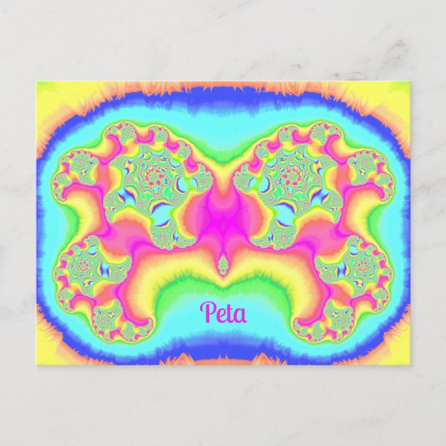 PETA ~ FET ~ FLUORROSA ~ 3D Fraktaldesign ~ Vykort (Framsida)