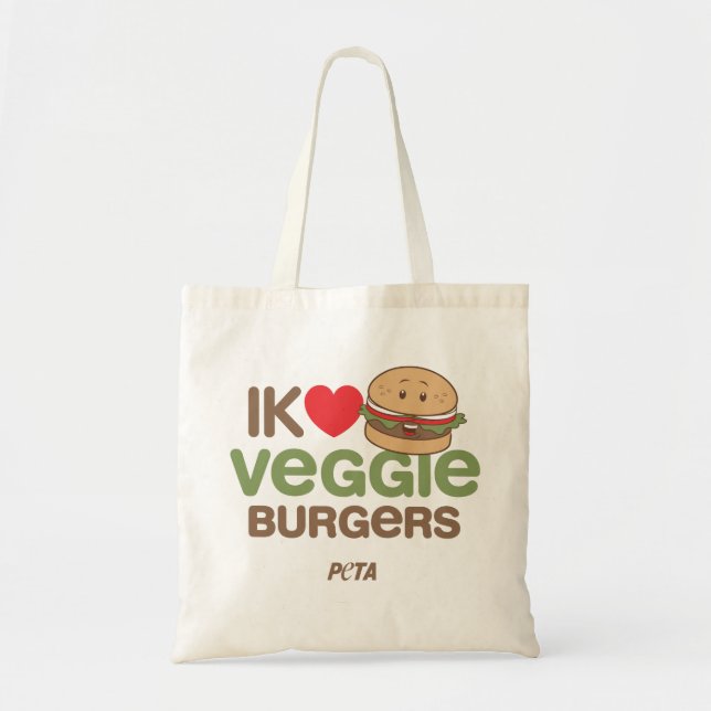 PETA Ik [love] veggie burgers Tygkasse (Framsidan)