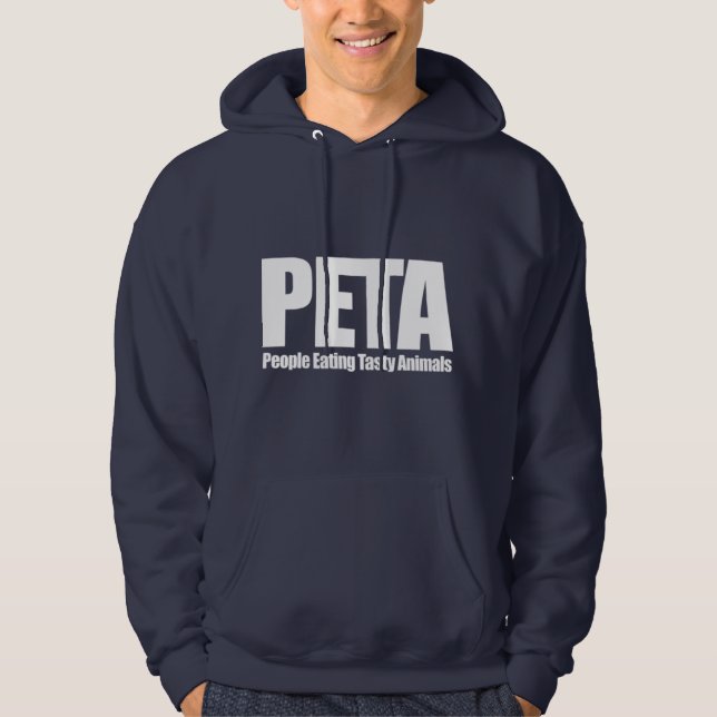 PETA-människor som äter otäcka djur, roligt mat Hu Hoodie (Framsida)