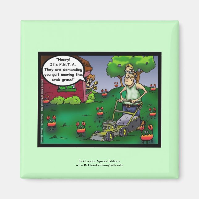 PETA & The Crabgrass Cartoon Rolig Magnet (Framsidan)