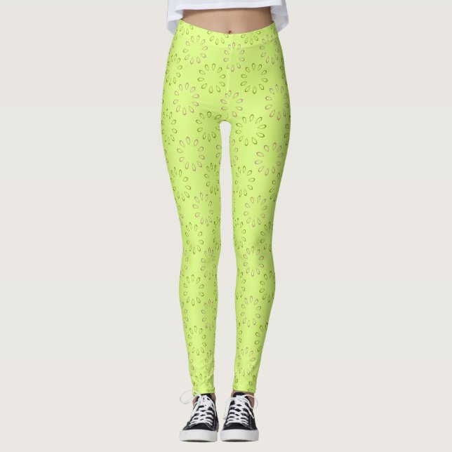 Petal Circle Mönster Leggings (Framsida)