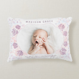 Petal Flicka Birth Anpassningsbar Alnouncement Pho Prydnadskudde