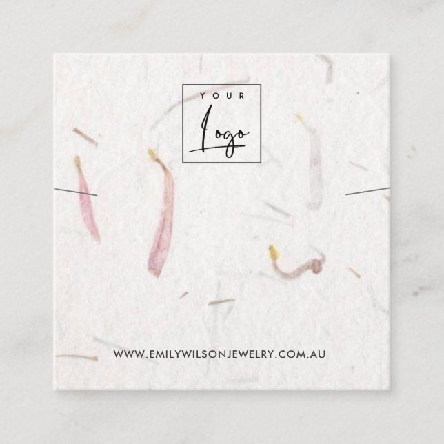 PETAL HANDMADE PAPPER NECKLACE BRACELET-VISNING FYRKANTIGT VISITKORT (Framsida)