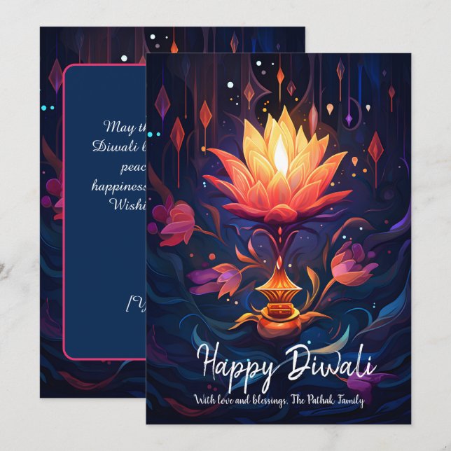 Petal Light Önskemål Diwali-kort Inbjudningar (Fram/baksida)