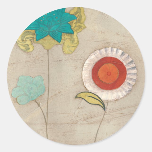 Petal Mönster I Runt Klistermärke (Framsida)