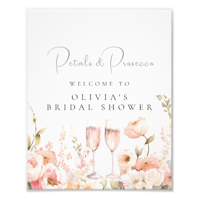 Petal och Prosecco Möhippa Välkommen Fototryck (Framsidan)
