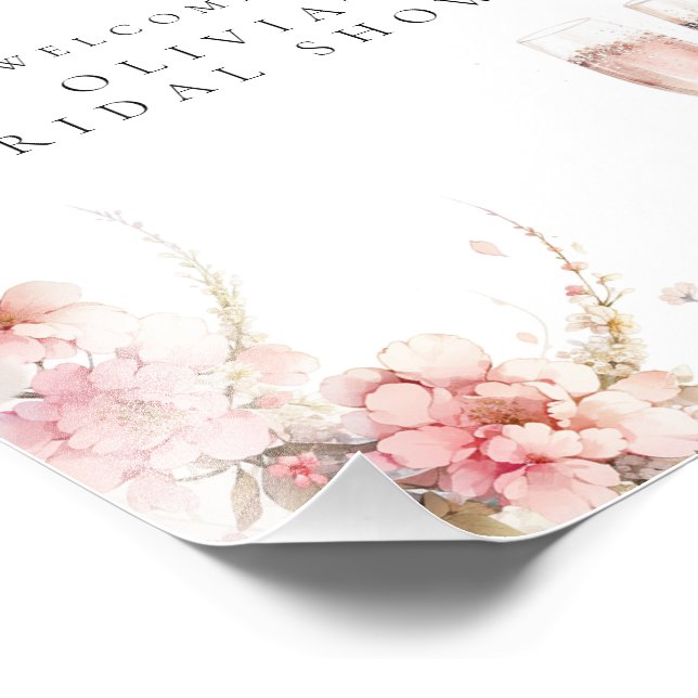 Petal och Prosecco Möhippa Välkommen Poster (Hörn)