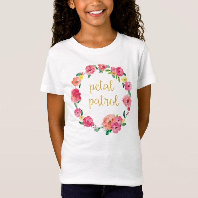 Petal Patrol Flower Girl Gift Shirt Tee Shirt (Framsida)