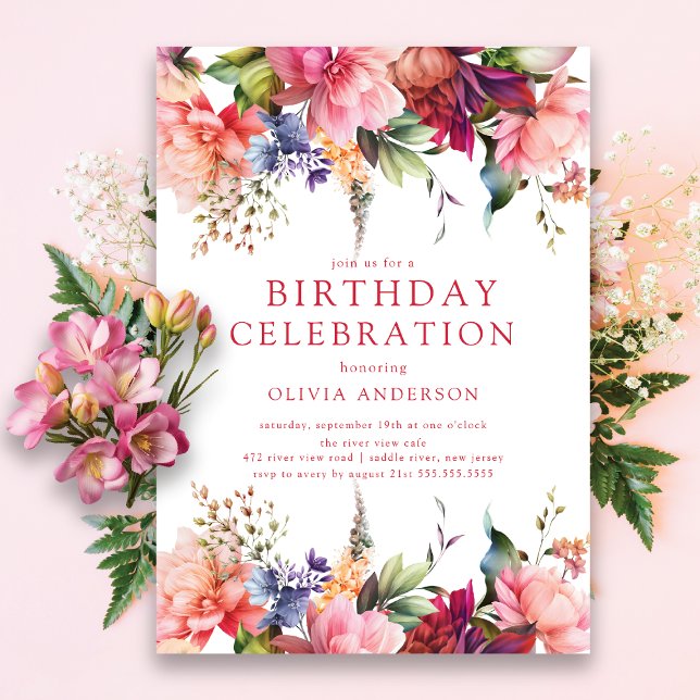 Petal Perfection Birthday-inbjudan Inbjudningar (Skapare uppladdad)