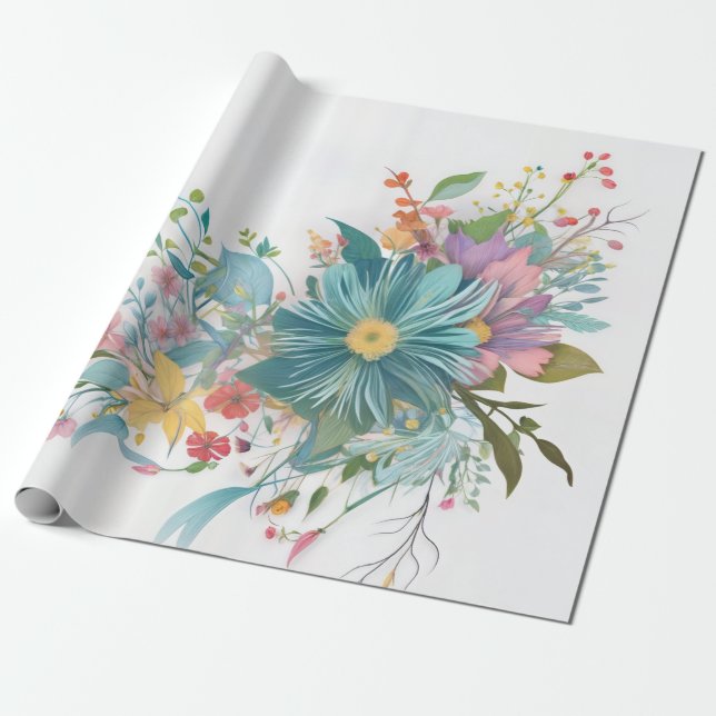 Petal Perfection Watercolor Presentpapper (Utrullad)