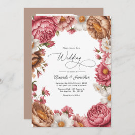 Petal Pink, Mocha Latte & Ivory Pearl Wedding Inbjudningar