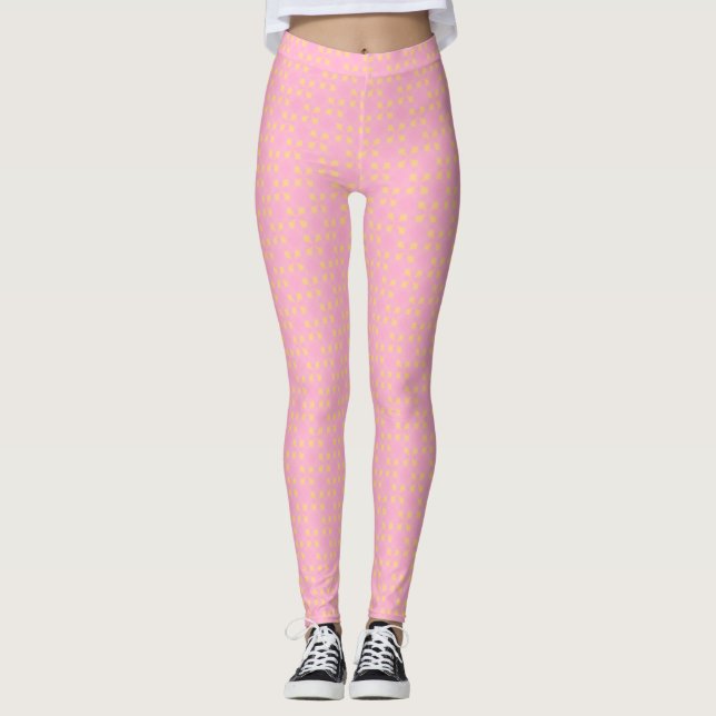 Petal Pop – Pink & Gold Seamless Geometric Pattern Leggings (Framsida)