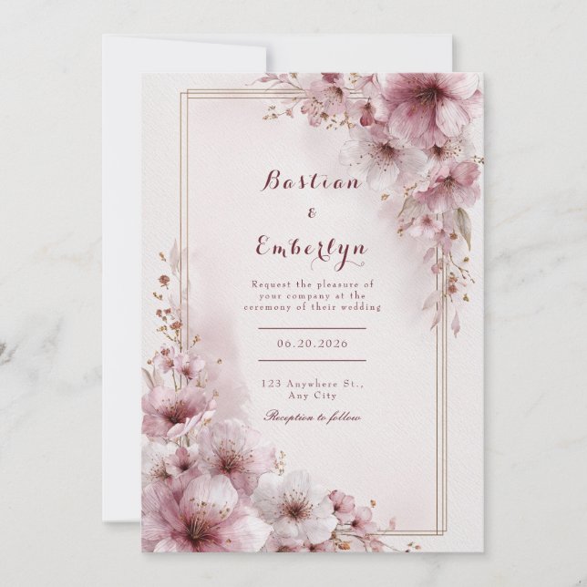  Petal Romantic Blommigt Bröllop Inbjudningar (Framsida)