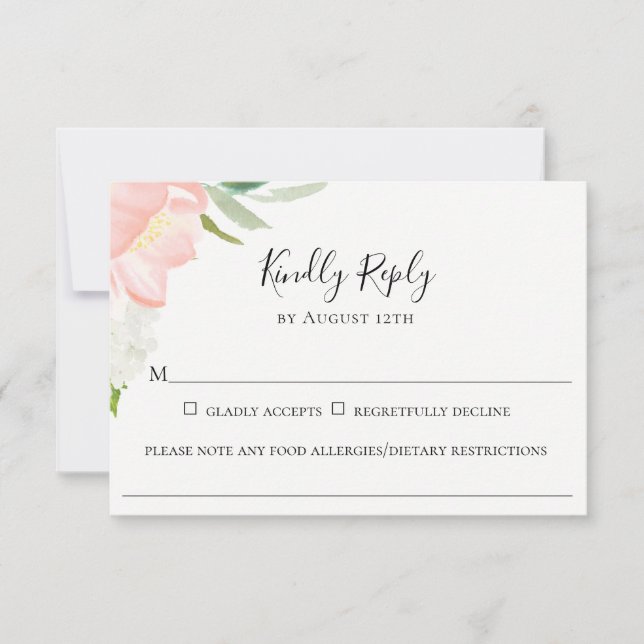 Petal Rosa Blommigt Bröllop Food Allergy OSA kort (Framsida)