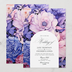 Petal Rosa, Cornblomma Blue & Mauve Blommigt Bröll Inbjudningar
