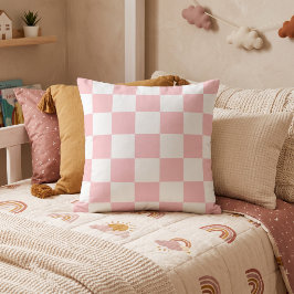 Petal Rosa och White Checkerboard Kudde
