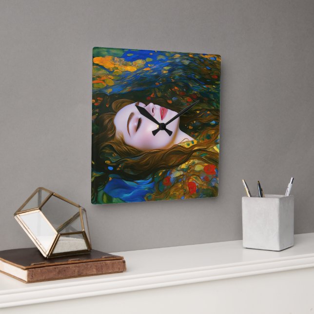 "Petal Serenity" - Kvinnor i Vatten Fyrkantig Klocka (Kontor)