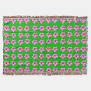 "Petal Serenity: Rosa Hibiscus på en Grönt Canvas Filt