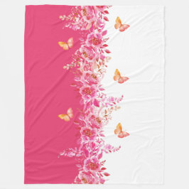 Petal Soft Pink Butterfly Sherpa Blanket Fleecefilt