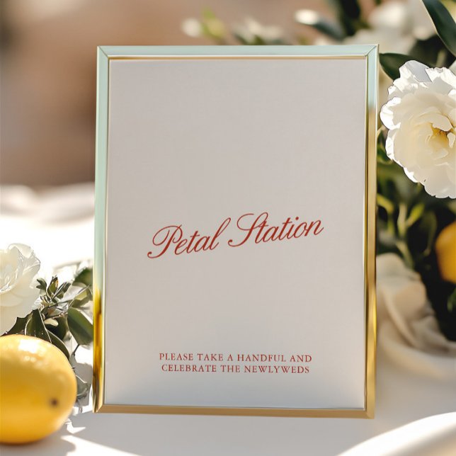 Petal Station Vintage Röd & Elfenbensvit Vigselsky (Petal Station Vintage Red & Ivory Wedding Sign)