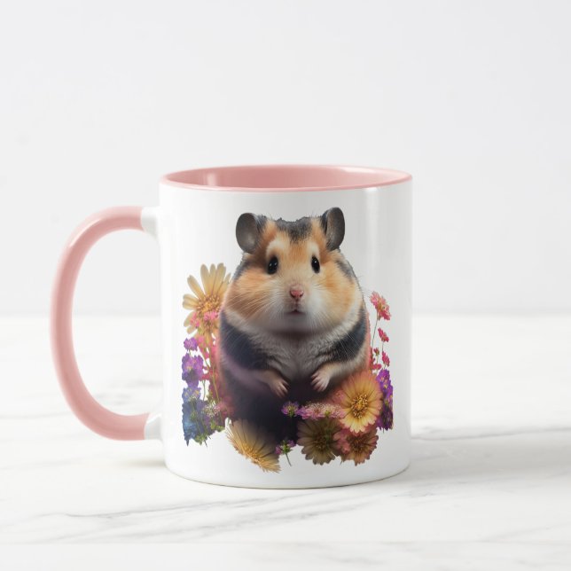 Petal Tass - Cute Blommigt Hamster Mugg (Vänster)