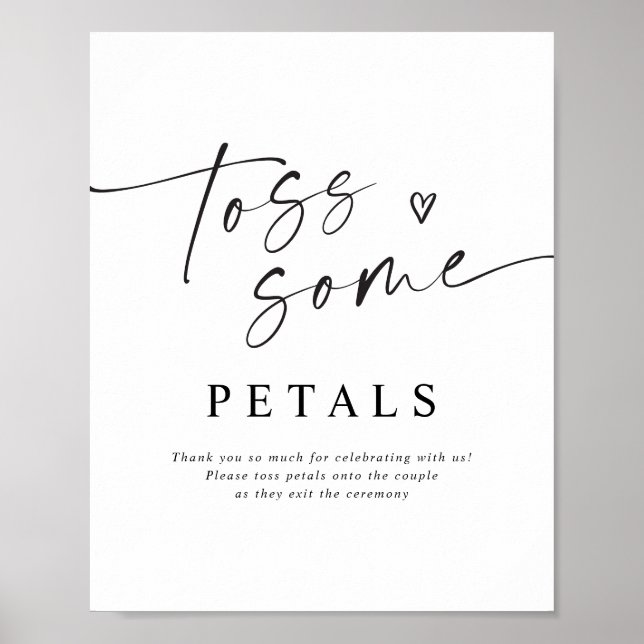Petal Toss Modern Handwritten Wedding Sign Poster (Framsidan)