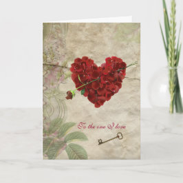 Petal Valentine Heart från romantik Ro med Nyckel- Helgkort