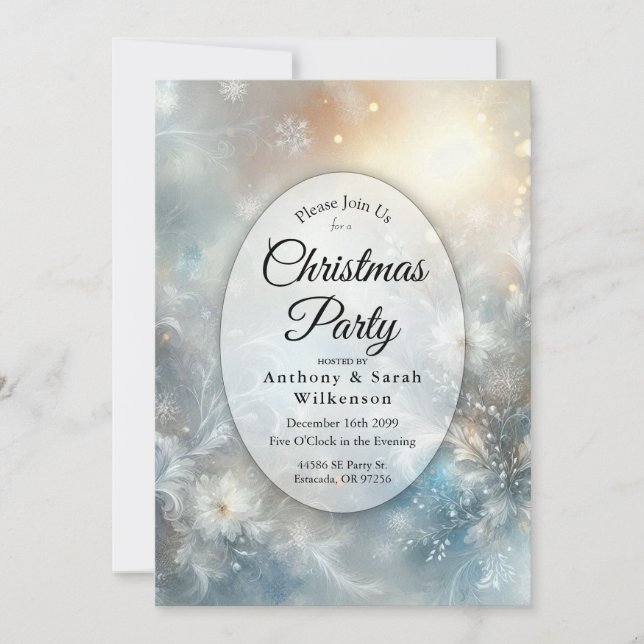 Petaler, frysta, i Party vid jul i Golden Winter Inbjudningar (Framsida)