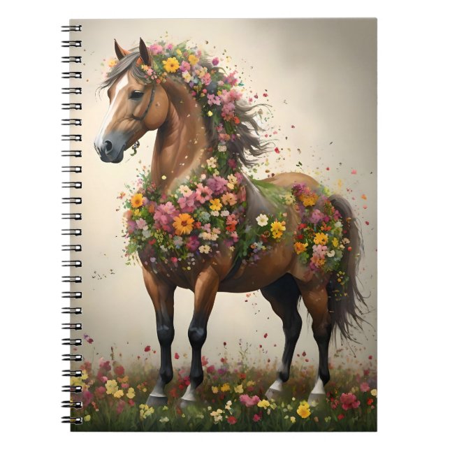 Petaler och hovar: Brown Horse Fantasy Garden. Anteckningsbok (Framsidan)