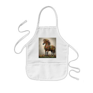 Petaler och hovar: Brown Horse Fantasy Garden. Barnförkläde