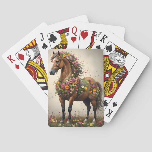 Petaler och hovar: Brown Horse Fantasy Garden. Casinokort (Baksidan)