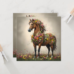 Petaler och hovar: Brown Horse Fantasy Garden. Inbjudningar