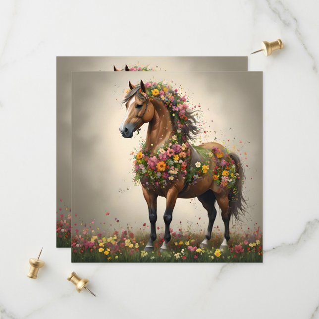 Petaler och hovar: Brown Horse Fantasy Garden. Spara Datumet (Fram/Back In Situ)