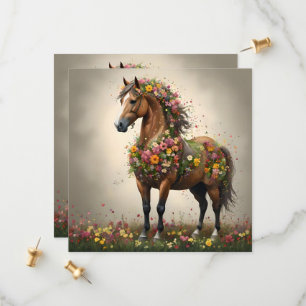 Petaler och hovar: Brown Horse Fantasy Garden. Spara Datumet