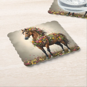 Petaler och hovar: Brown Horse Fantasy Garden. Underlägg Papper