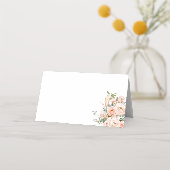 Petaler och Prosecco Bröllop Bord Placeringskort (Framsida)