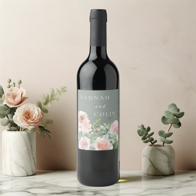  Petaler och sågsuckor minimala botaniska Vinflaska Etikett (Skapare uppladdad)