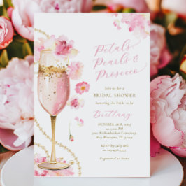 Petaler, pärlor och Prosecco Inbjudningskort för m