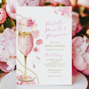 Petaler, pärlor och Prosecco Inbjudningskort för m