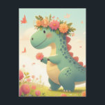 Petalosaurus (A New Breed of Dinosaur) Vykort<br><div class="desc">Denna vackra tecknad med blommor på huvudet är perfekten som ett tillskott till livet på alla dinosaurer älskare. Det sjudande färg och den visuella utformningen kommer säkert att ge ansikte ett leende. Låt dem höra dig roar!</div>