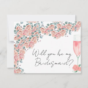Petals & Acquico rosa blommigt bridesmaid frieri Anteckningskort