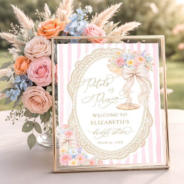 Petals and Prosecco Bow Bridal Shower Welcome Poster (Skapare uppladdad)