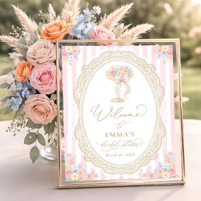 Petals and Prosecco Floral Bridal Shower Welcome Poster (Skapare uppladdad)