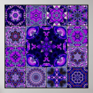 Petals för lila- & blåttIrisblomma, mosaisk Poster
