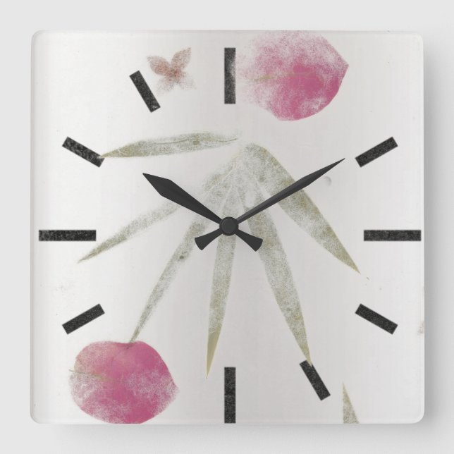 Petals för Minimalism för grå silversvart steg Fyrkantig Klocka (Framsida)